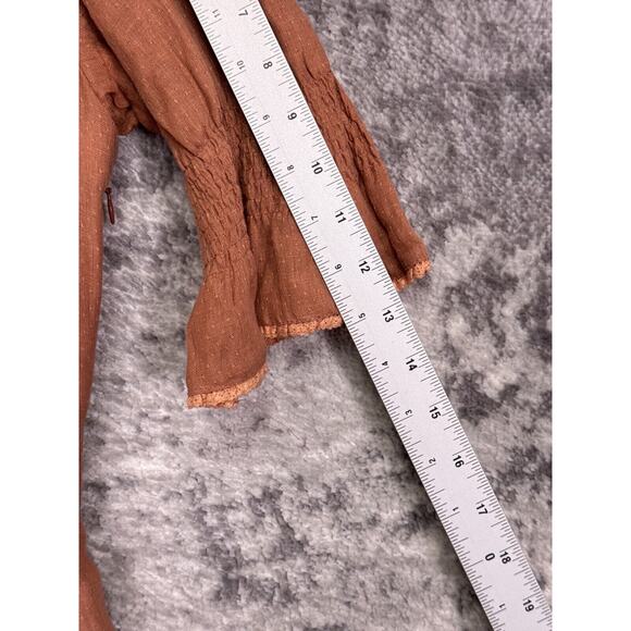 Kara Thoms Dress Medium Women Pink Swiss Dot Linen Open Back Flutter Sleeve Mini - Picture 5 of 9